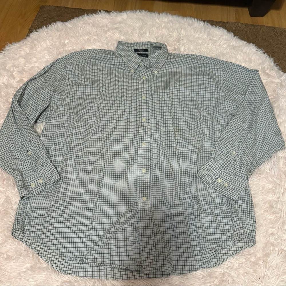 Nautica Men's Blue Checkered Shirt Xxl Button Down Plaid